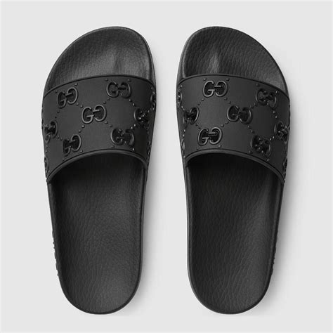 gucci slides women black|gucci slides black worn.